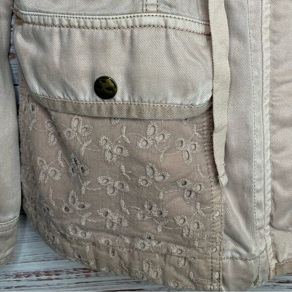 Max Jeans Utility Lightweight Eyelet Pockets Jacket Full Zip Pink Beige Size XS - Picture 7 of 11
